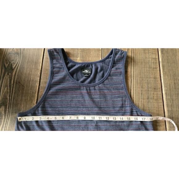 O'neill Men Tank Top Small Navy Highline Yarn Dye Stripe Knit Standard Fit Beach - Picture 7 of 8